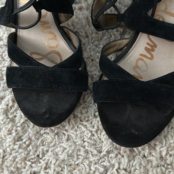 Sam Edelman Black, Lace-up, Suede Heels. Size 8. - Picture 4 of 8